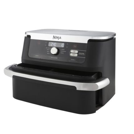 Ninja AF500EU 2470 W 10,4 L Independiente Negro y Acero Inoxidable Doble Freidora de Aire